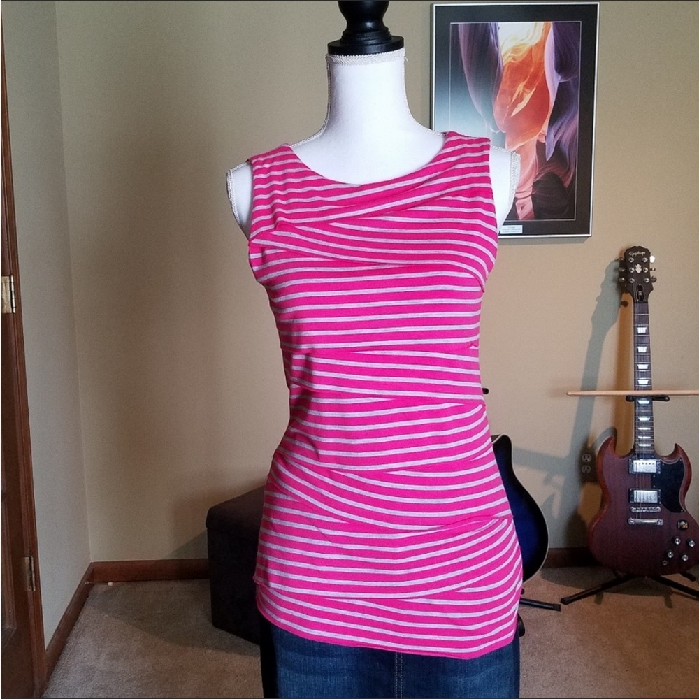 Women's Pink Striped Sleeveless Tank Top